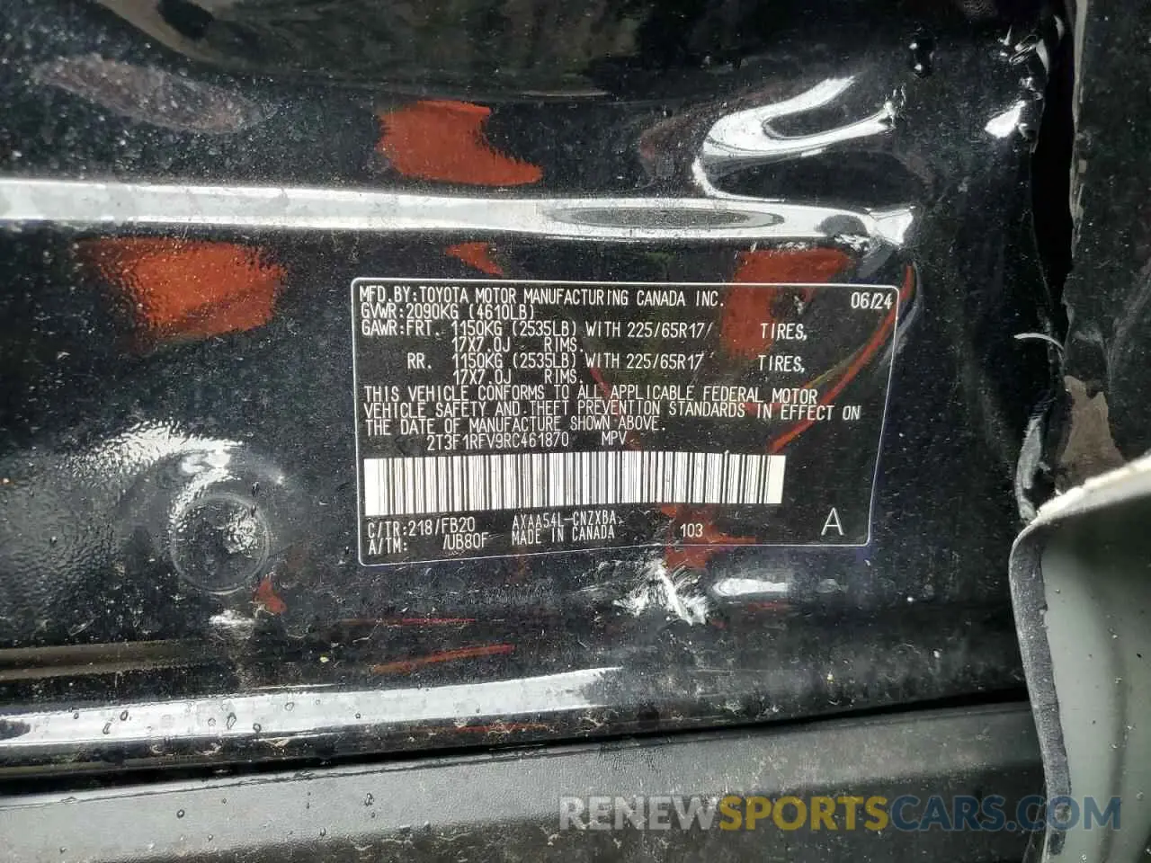 13 Photograph of a damaged car 2T3F1RFV9RC461870 TOYOTA RAV4 2024