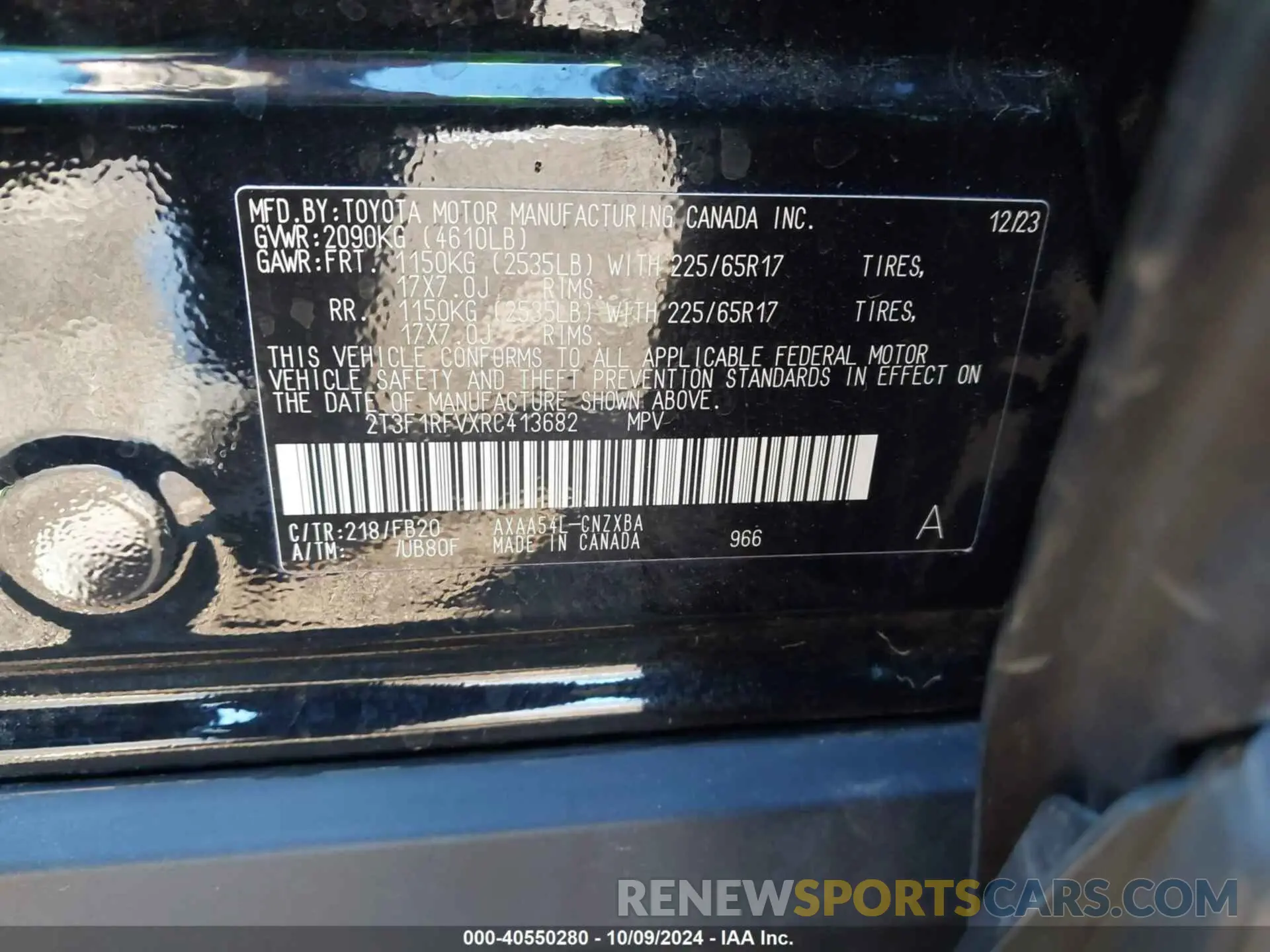 9 Photograph of a damaged car 2T3F1RFVXRC413682 TOYOTA RAV4 2024