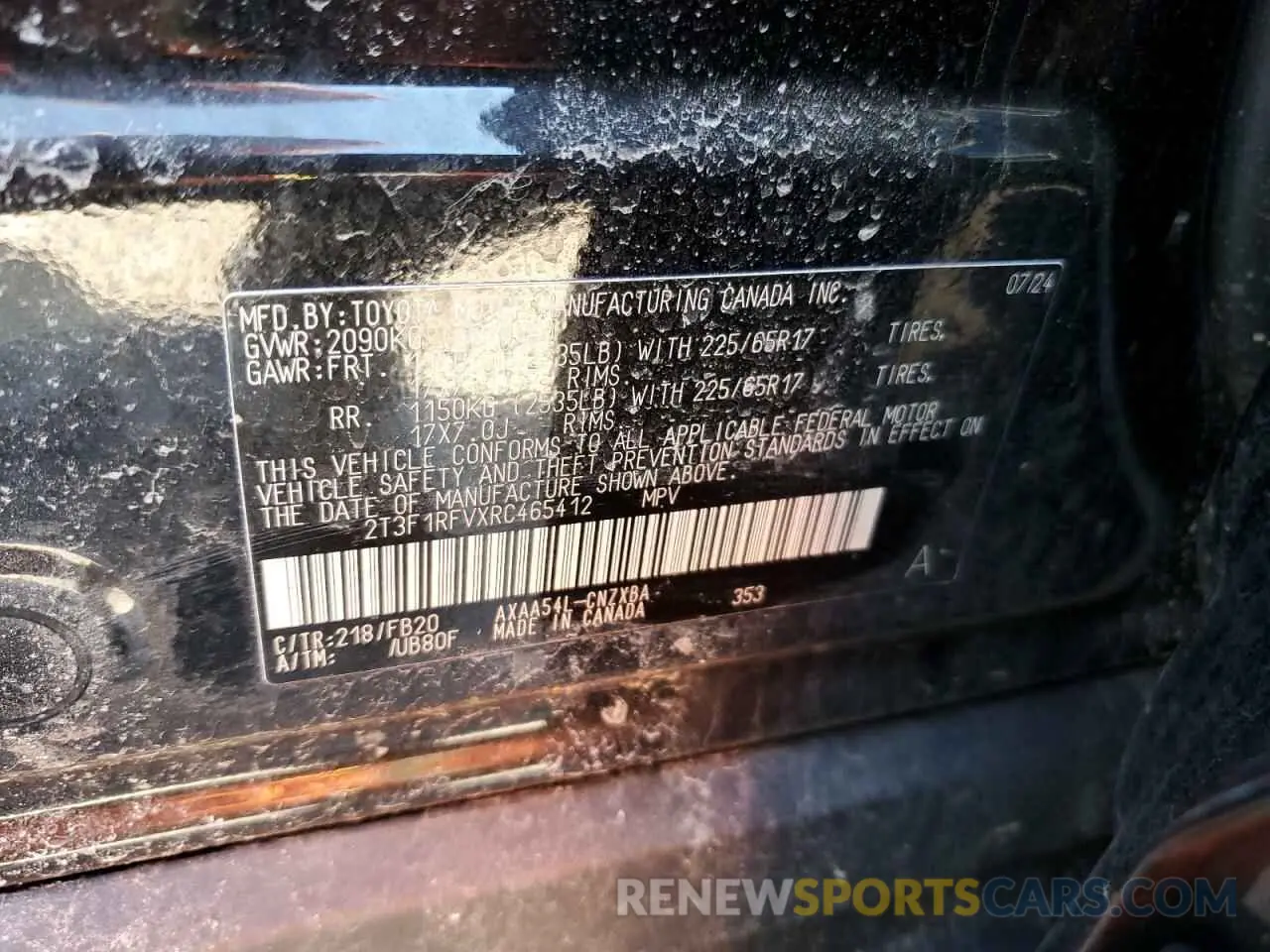 16 Photograph of a damaged car 2T3F1RFVXRC465412 TOYOTA RAV4 2024