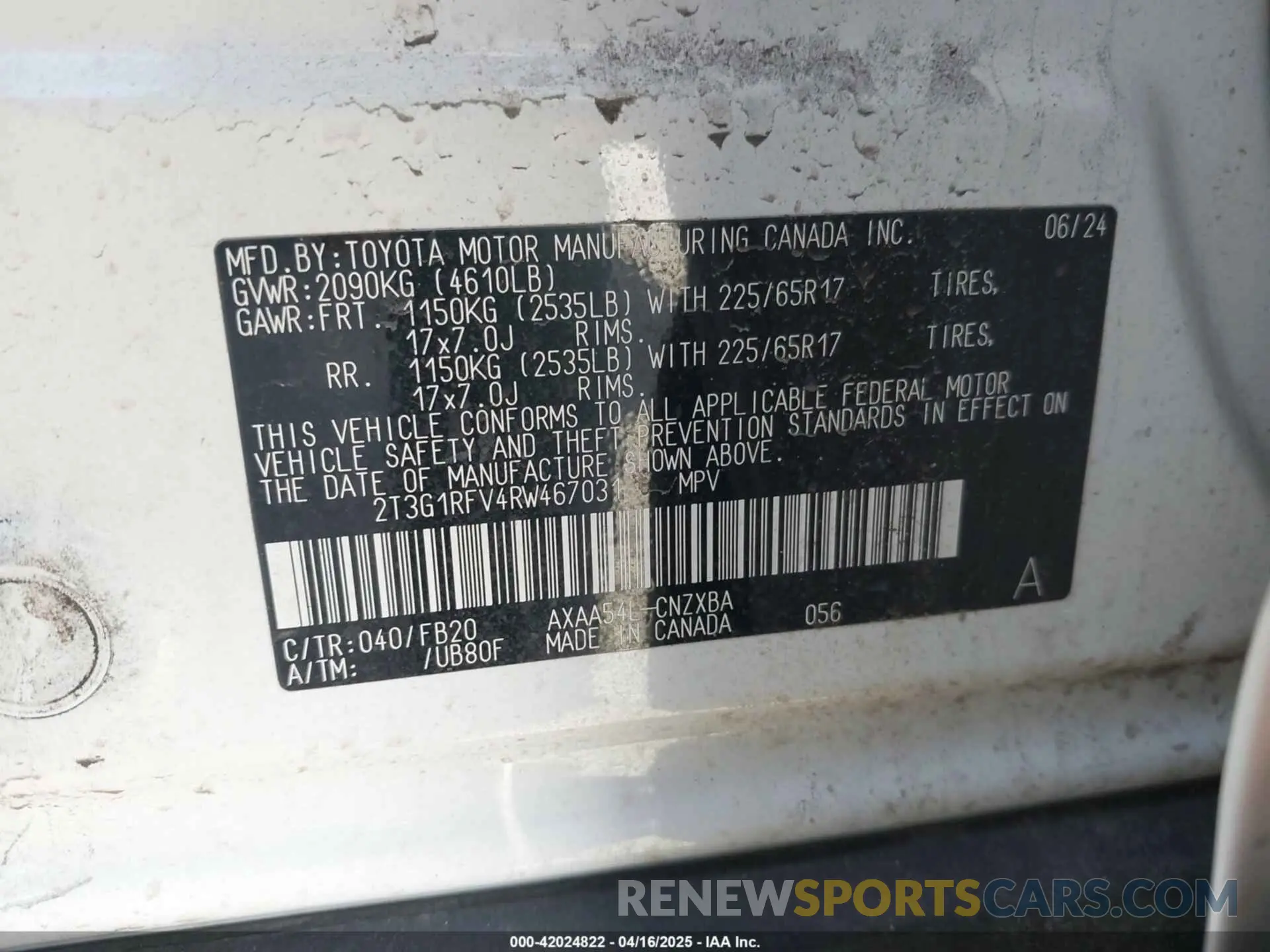 9 Photograph of a damaged car 2T3G1RFV4RW467031 TOYOTA RAV4 2024