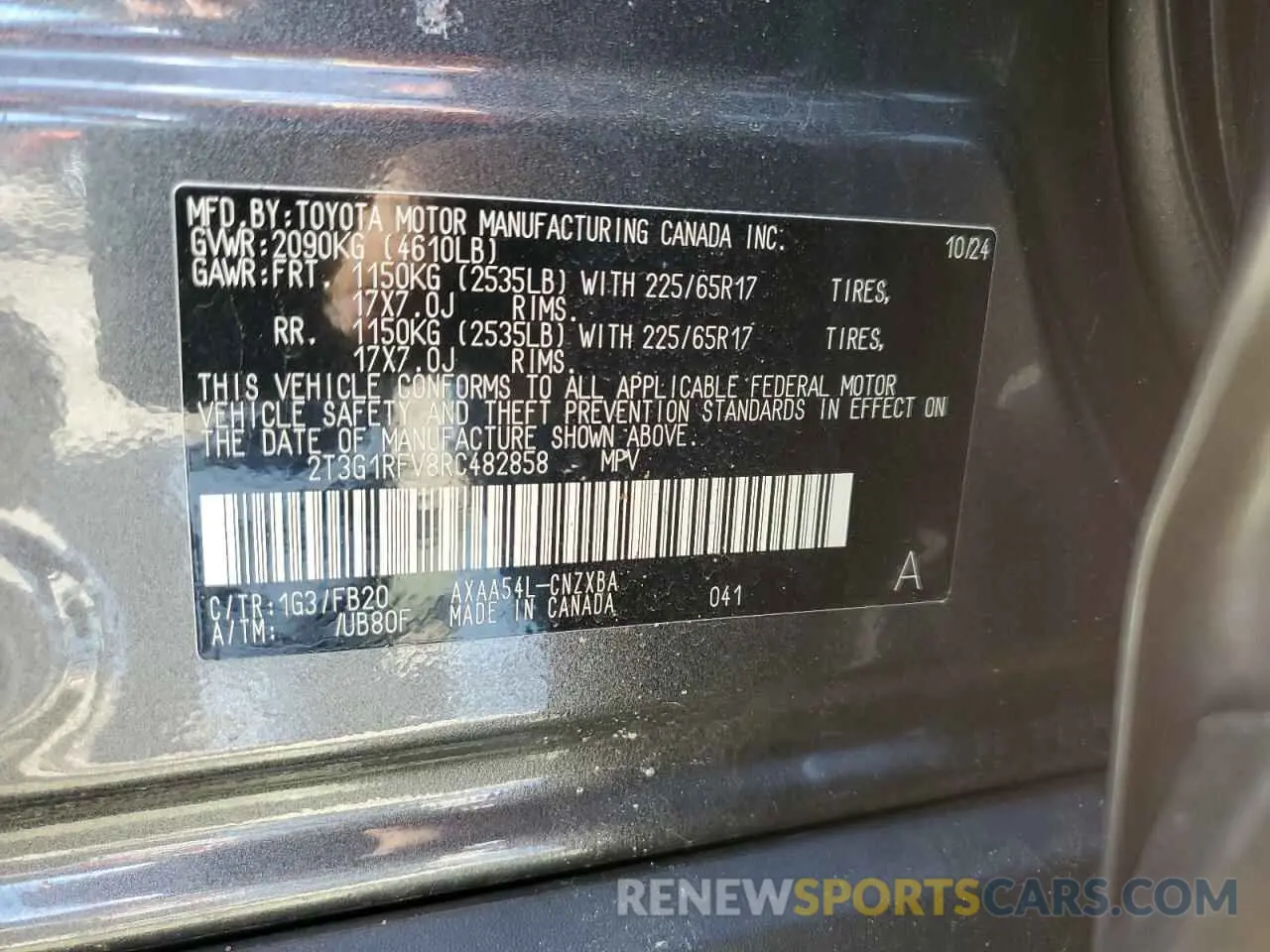 14 Photograph of a damaged car 2T3G1RFV8RC482858 TOYOTA RAV4 2024