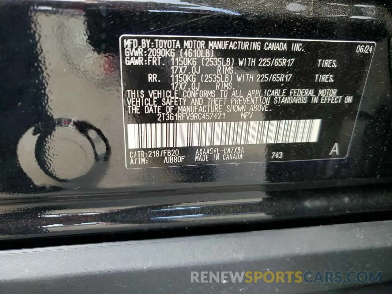 13 Photograph of a damaged car 2T3G1RFV9RC457421 TOYOTA RAV4 2024