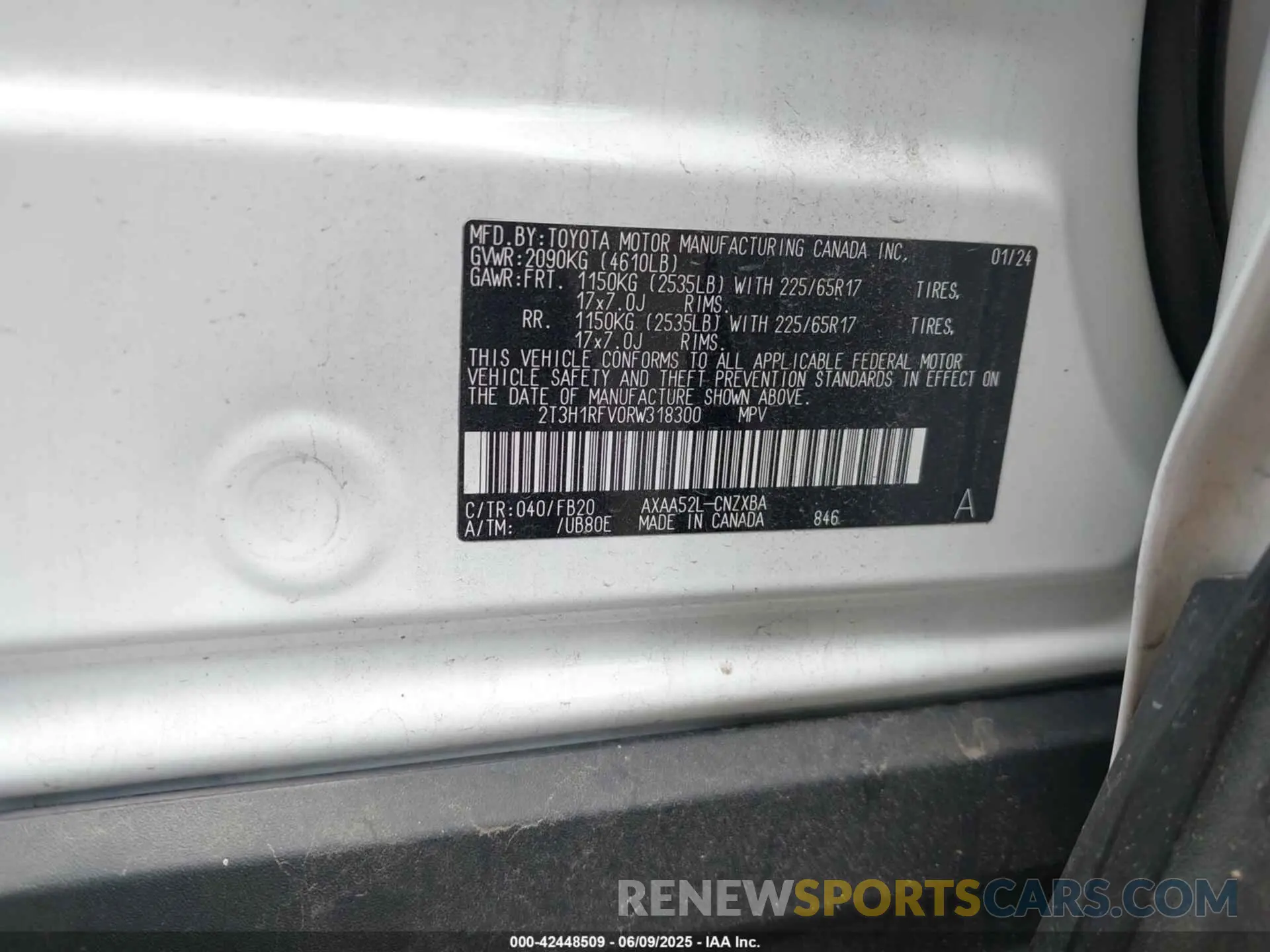 9 Photograph of a damaged car 2T3H1RFV0RW318300 TOYOTA RAV4 2024