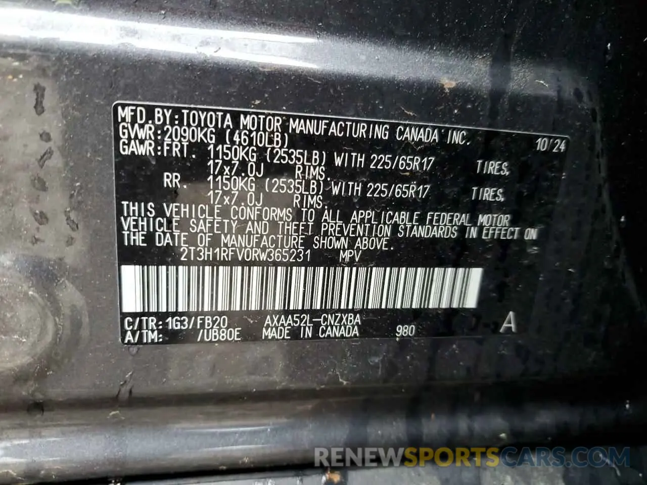 15 Photograph of a damaged car 2T3H1RFV0RW365231 TOYOTA RAV4 2024