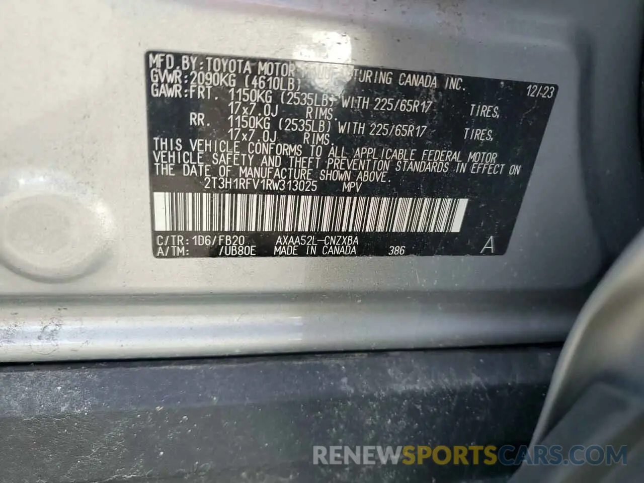 14 Photograph of a damaged car 2T3H1RFV1RW313025 TOYOTA RAV4 2024