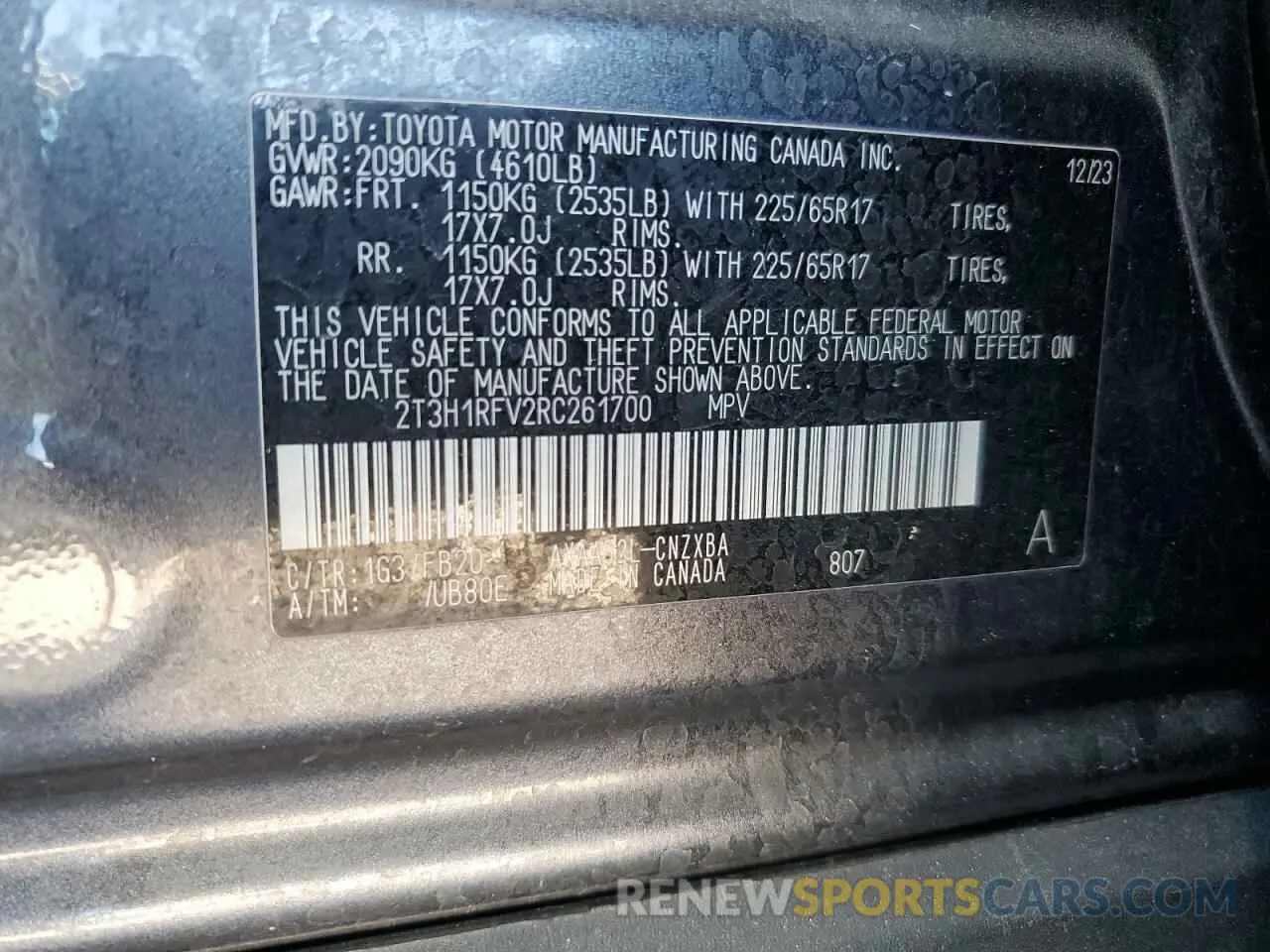 13 Photograph of a damaged car 2T3H1RFV2RC261700 TOYOTA RAV4 2024