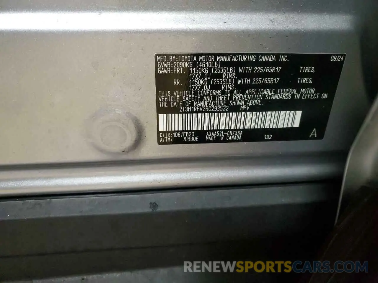 13 Photograph of a damaged car 2T3H1RFV2RC293532 TOYOTA RAV4 2024