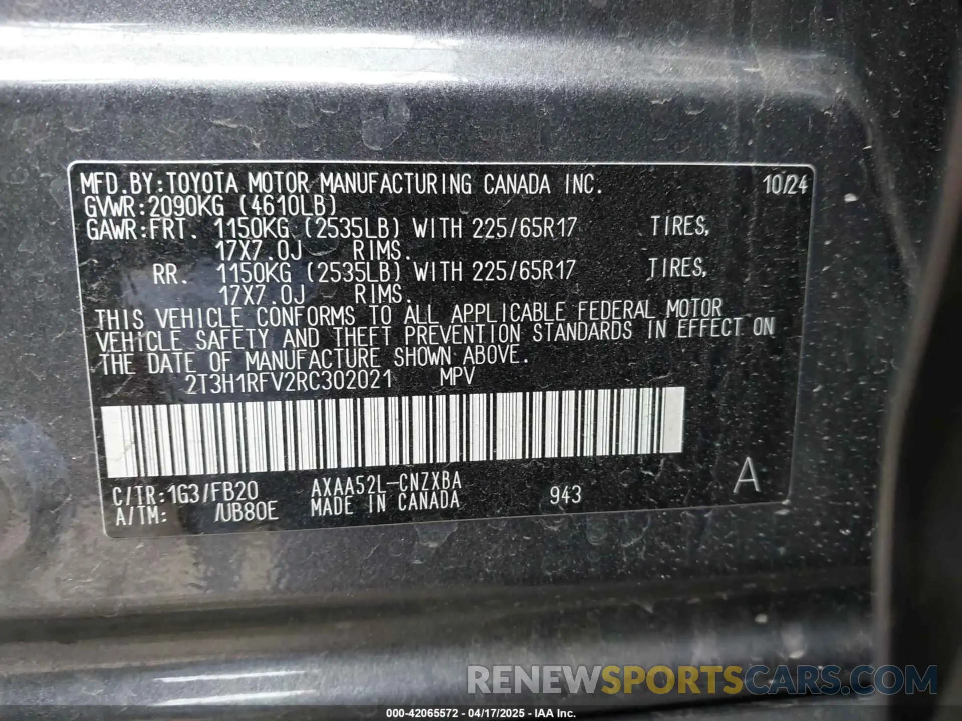 9 Photograph of a damaged car 2T3H1RFV2RC302021 TOYOTA RAV4 2024
