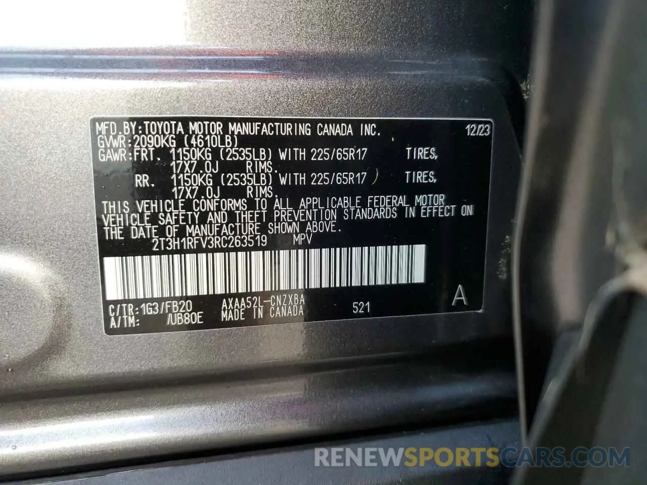 14 Photograph of a damaged car 2T3H1RFV3RC263519 TOYOTA RAV4 2024