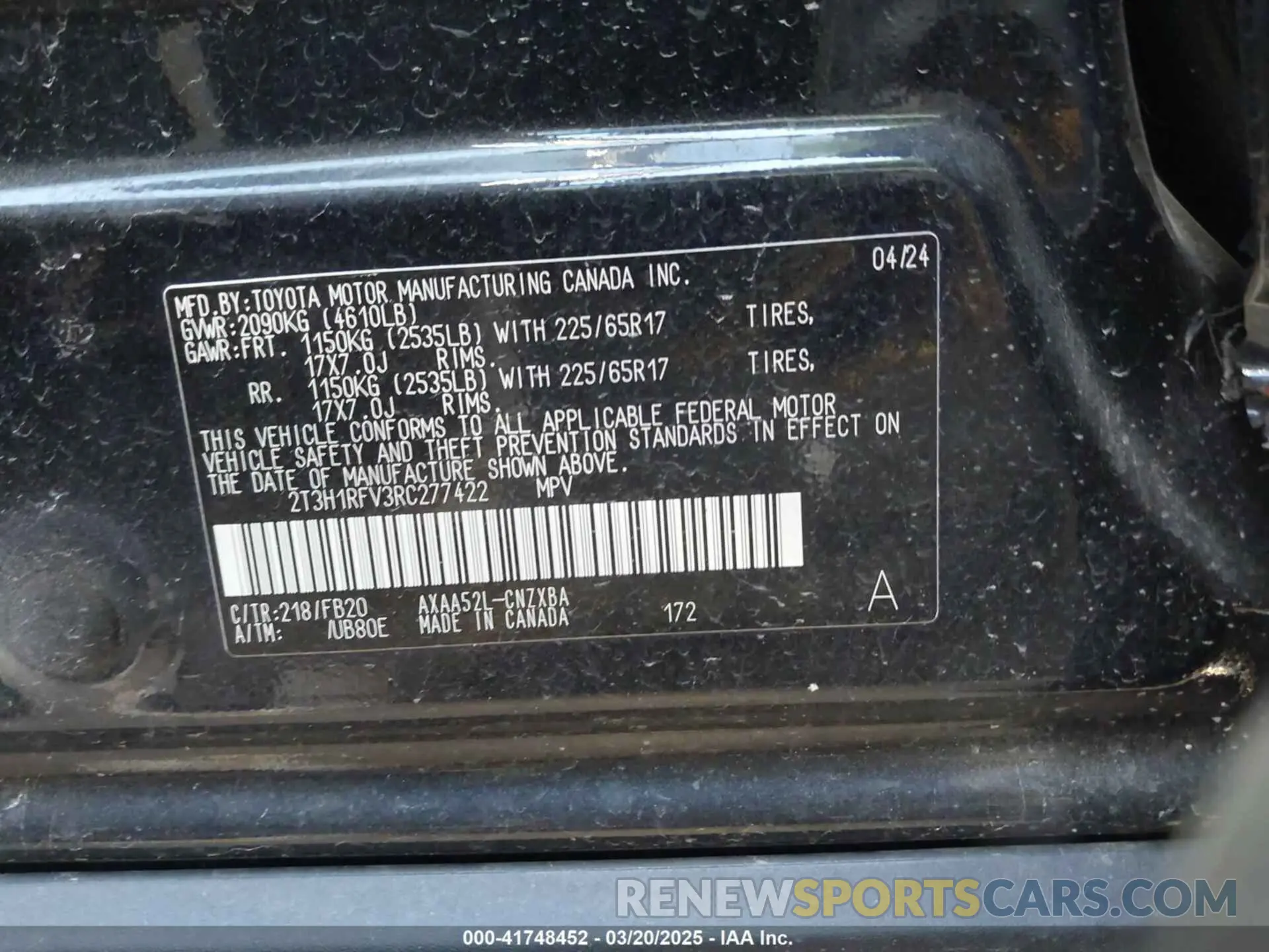 9 Photograph of a damaged car 2T3H1RFV3RC277422 TOYOTA RAV4 2024