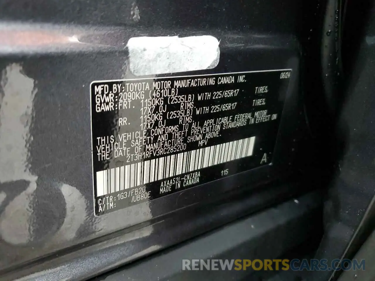 14 Photograph of a damaged car 2T3H1RFV3RC285200 TOYOTA RAV4 2024