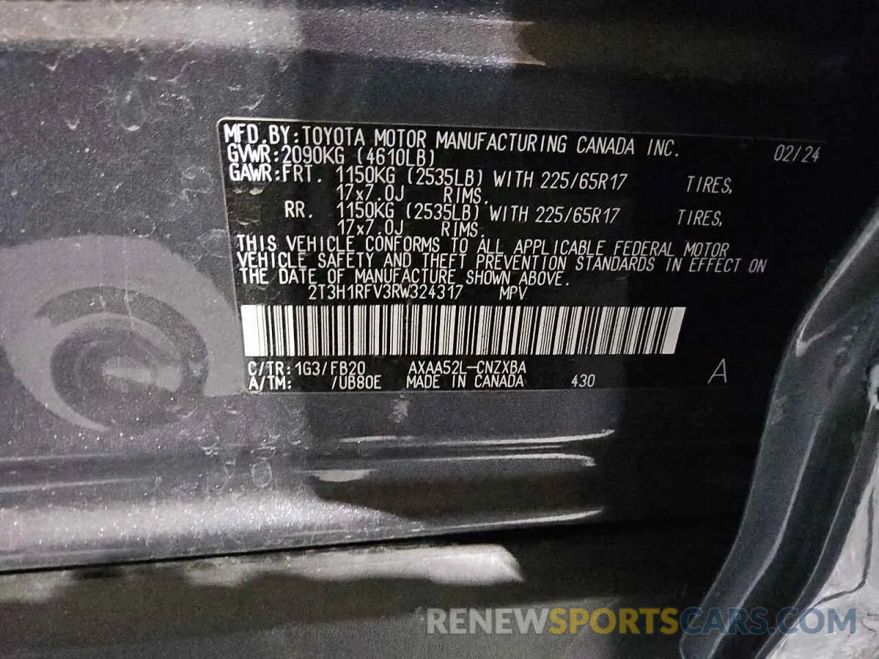 13 Photograph of a damaged car 2T3H1RFV3RW324317 TOYOTA RAV4 2024