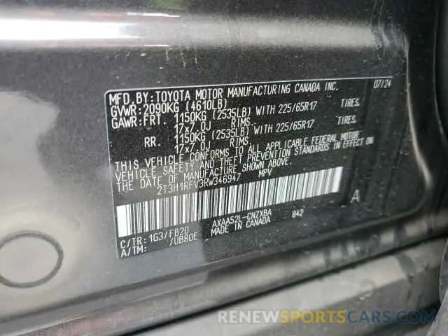 13 Photograph of a damaged car 2T3H1RFV3RW346947 TOYOTA RAV4 2024