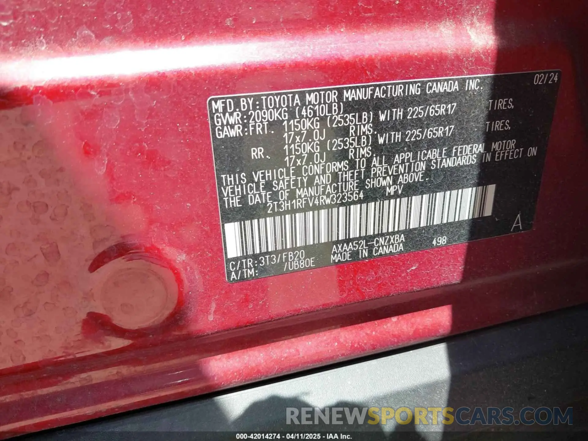 9 Photograph of a damaged car 2T3H1RFV4RW323564 TOYOTA RAV4 2024
