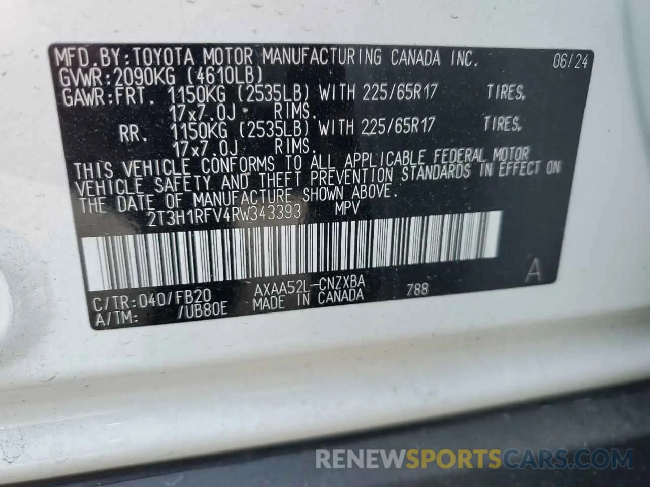 15 Photograph of a damaged car 2T3H1RFV4RW343393 TOYOTA RAV4 2024