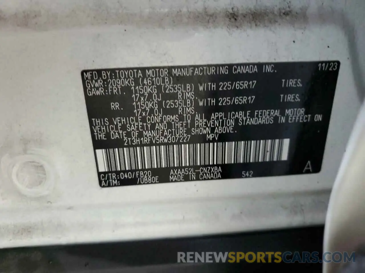 14 Photograph of a damaged car 2T3H1RFV5RW307227 TOYOTA RAV4 2024