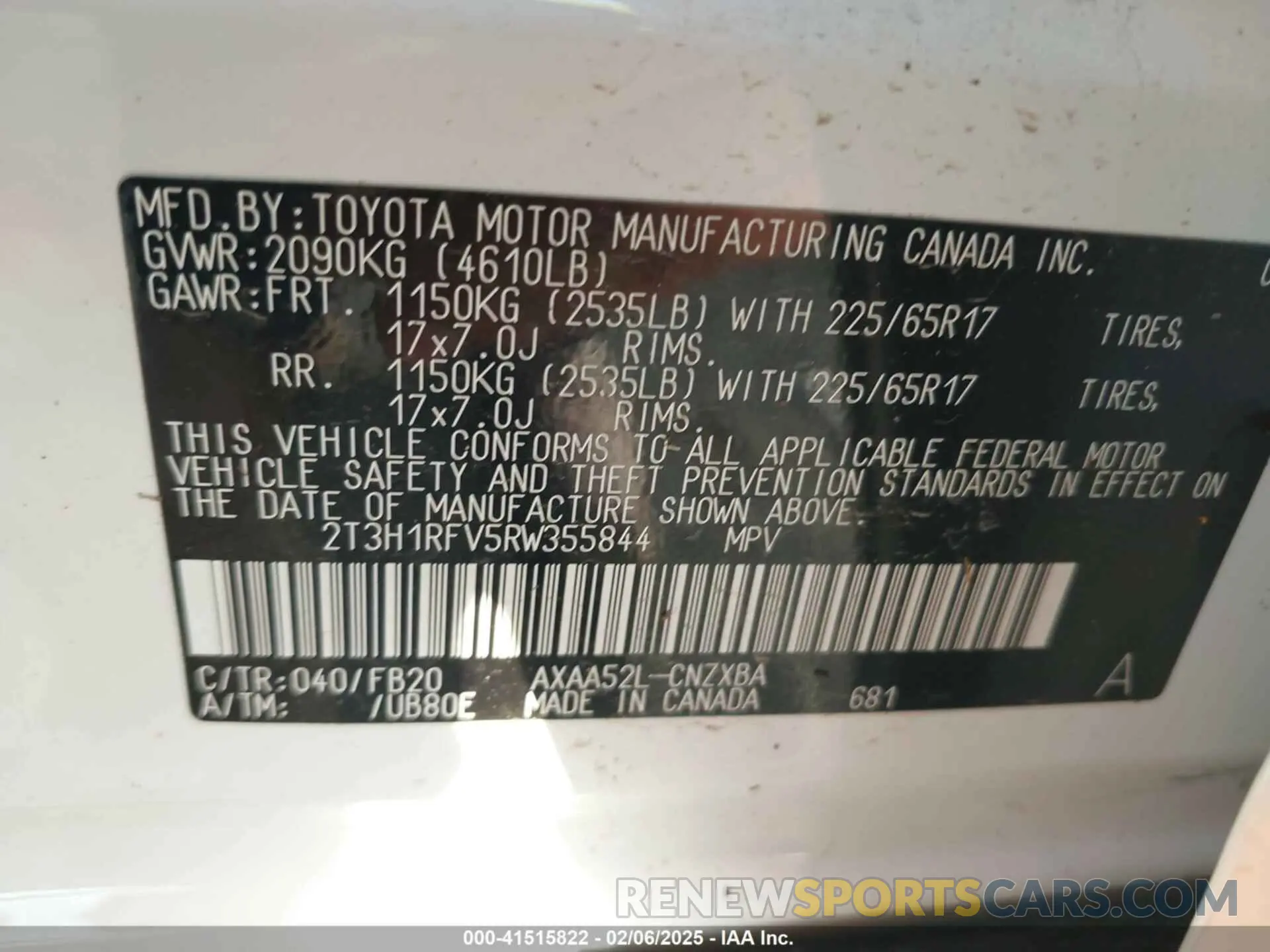 9 Photograph of a damaged car 2T3H1RFV5RW355844 TOYOTA RAV4 2024