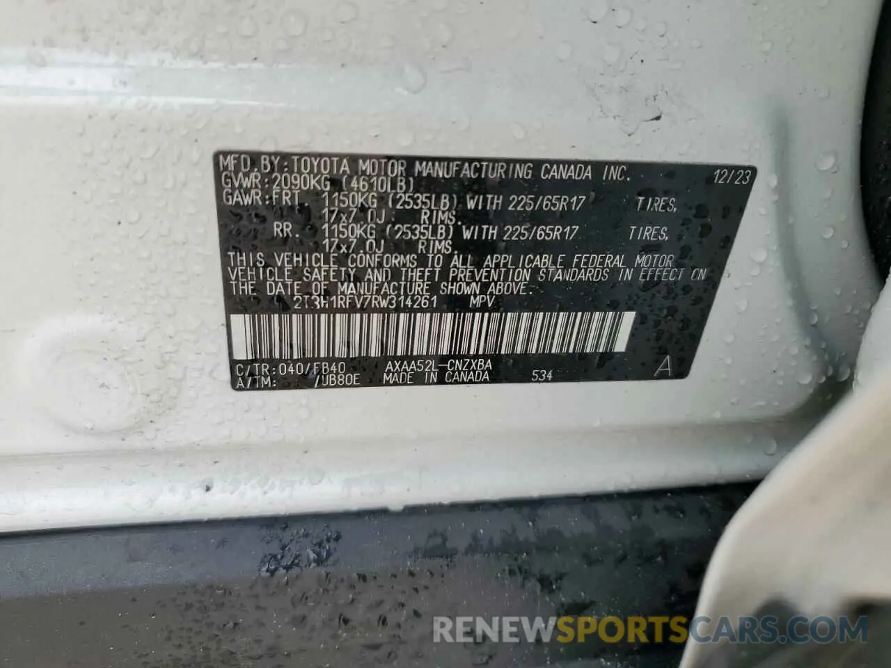 14 Photograph of a damaged car 2T3H1RFV7RW314261 TOYOTA RAV4 2024