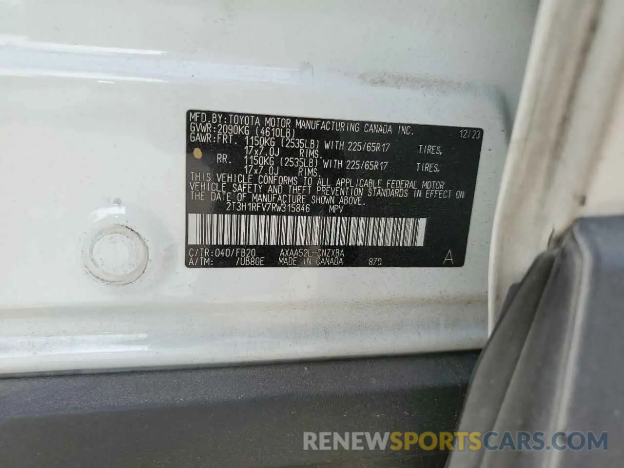 14 Photograph of a damaged car 2T3H1RFV7RW315846 TOYOTA RAV4 2024