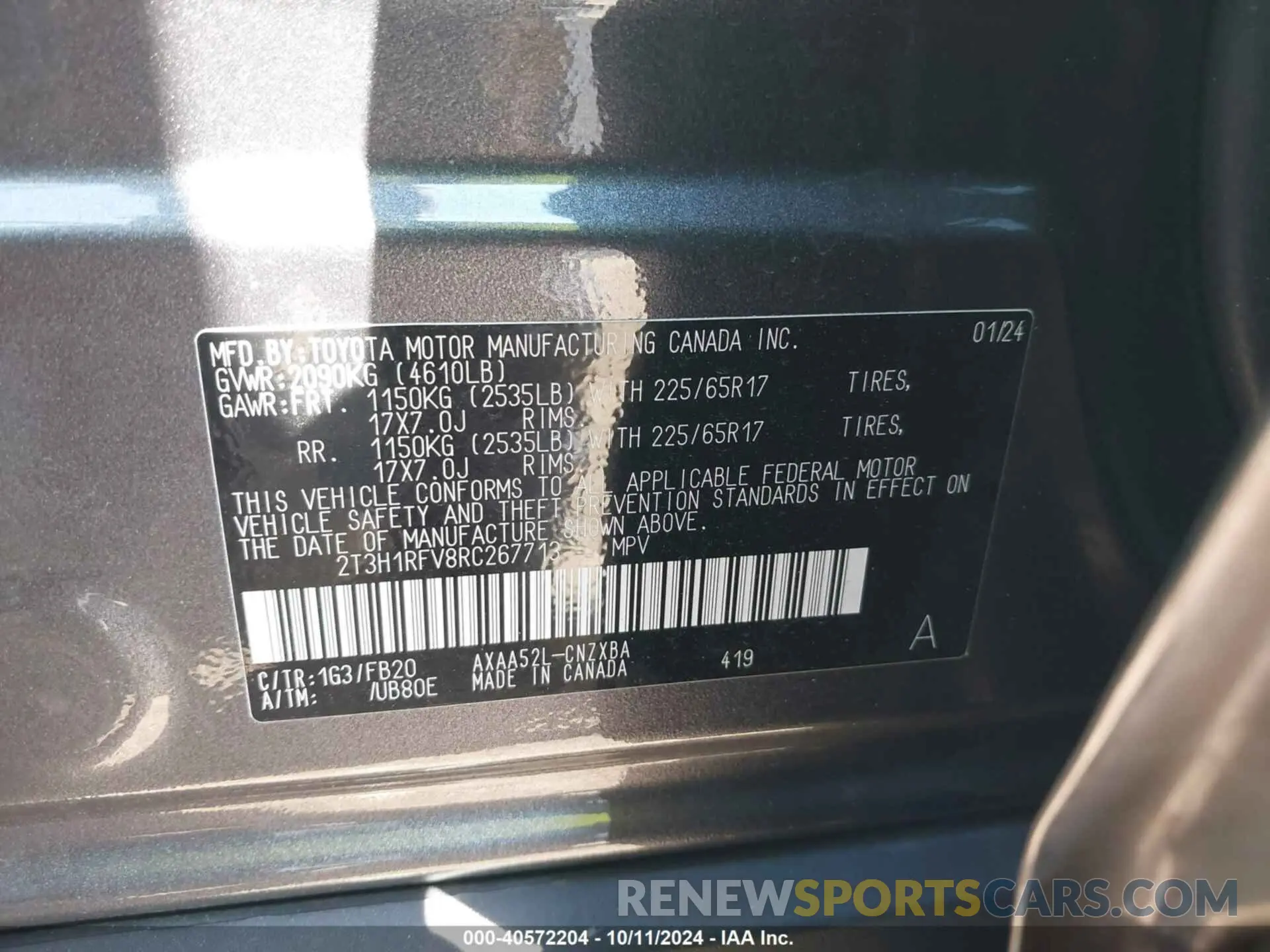 9 Photograph of a damaged car 2T3H1RFV8RC267713 TOYOTA RAV4 2024