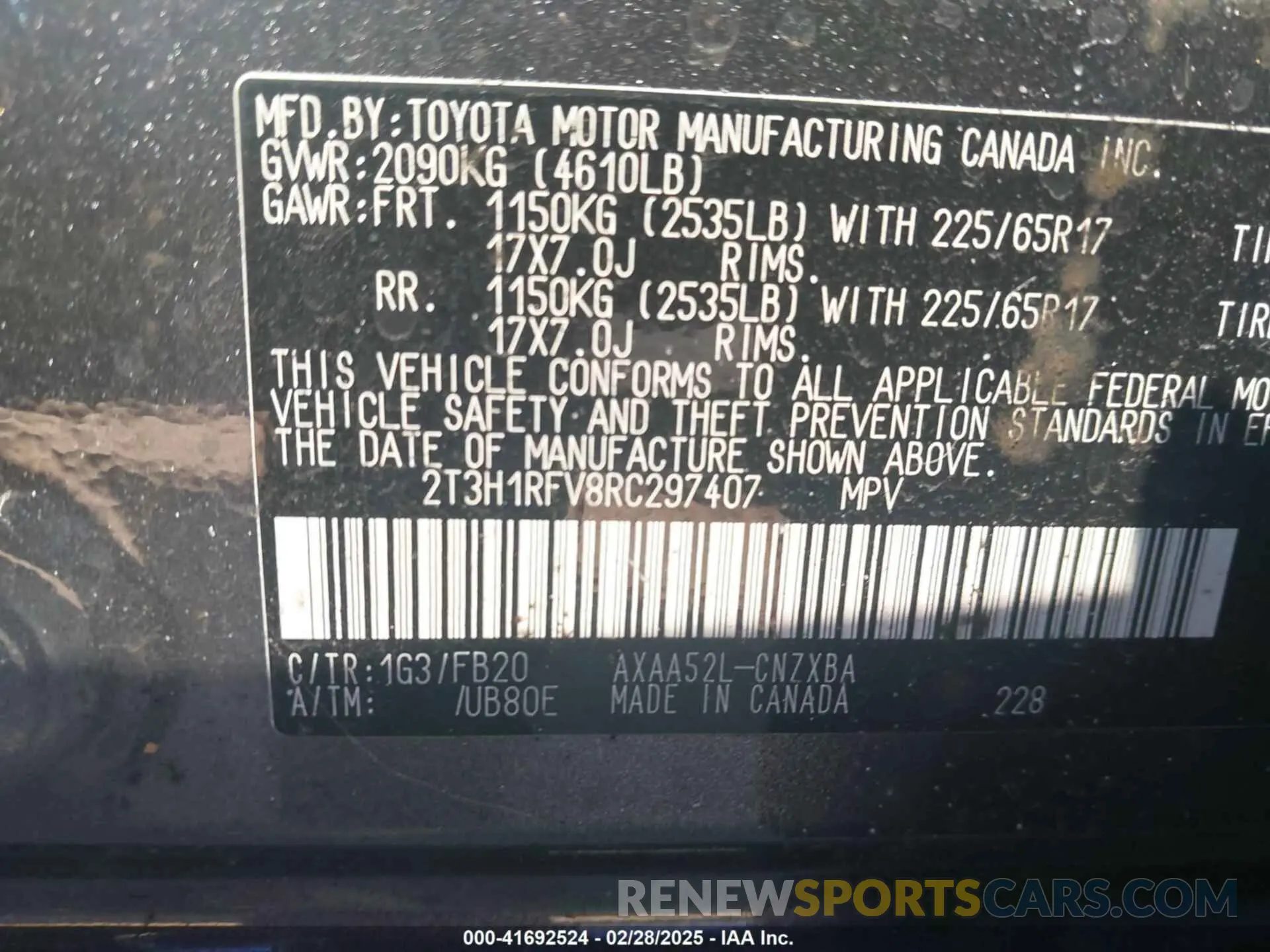 9 Photograph of a damaged car 2T3H1RFV8RC297407 TOYOTA RAV4 2024