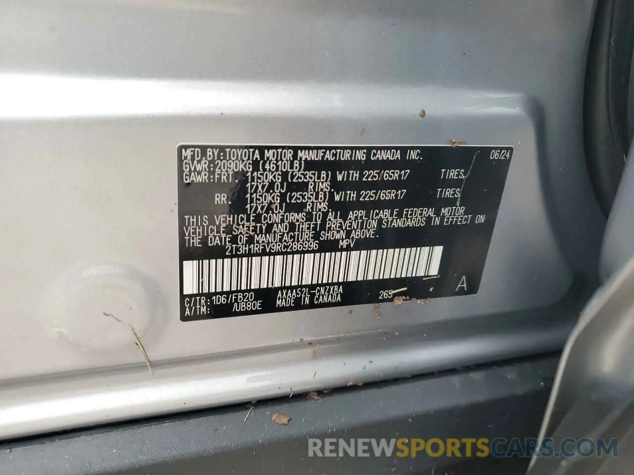 14 Photograph of a damaged car 2T3H1RFV9RC286996 TOYOTA RAV4 2024