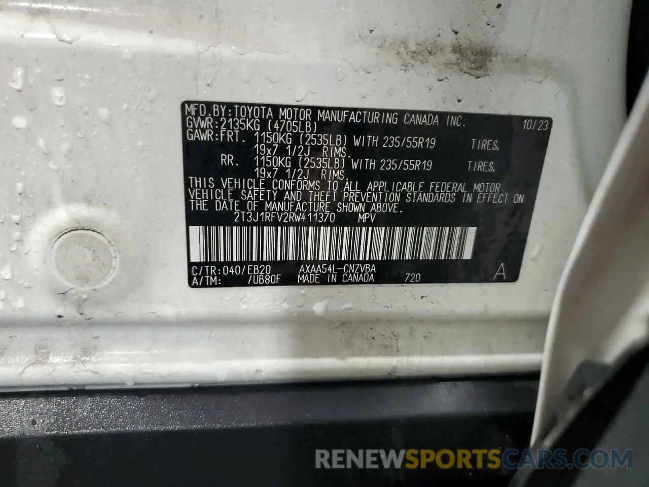 14 Photograph of a damaged car 2T3J1RFV2RW411370 TOYOTA RAV4 2024