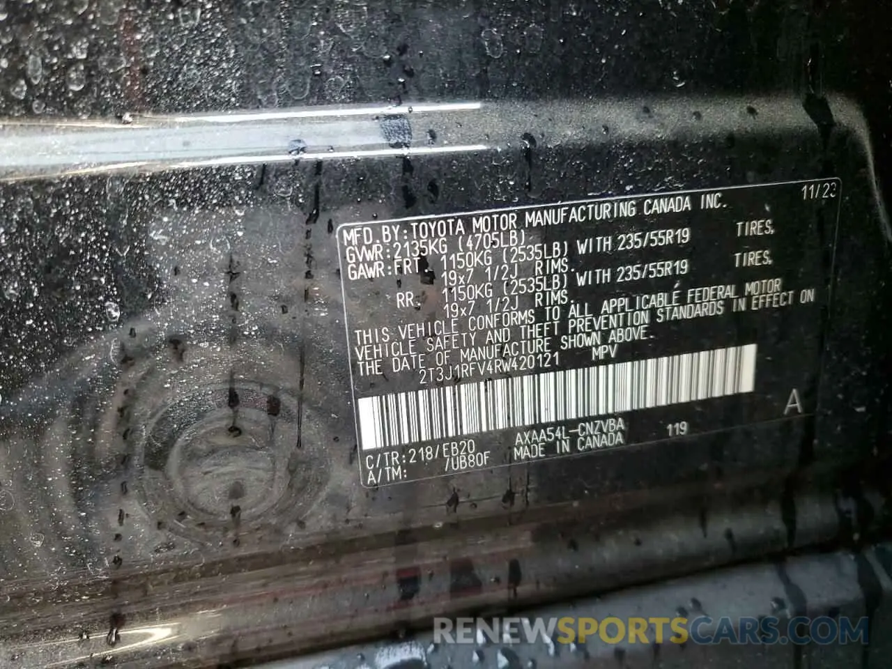 12 Photograph of a damaged car 2T3J1RFV4RW420121 TOYOTA RAV4 2024