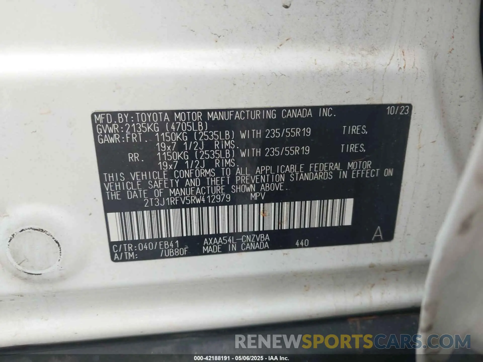 9 Photograph of a damaged car 2T3J1RFV5RW412979 TOYOTA RAV4 2024