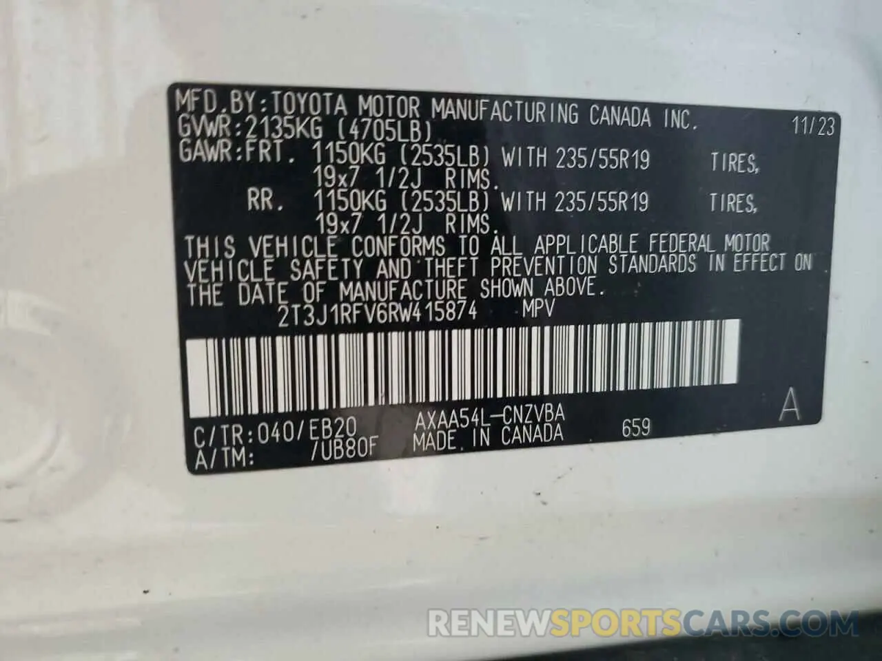 12 Photograph of a damaged car 2T3J1RFV6RW415874 TOYOTA RAV4 2024