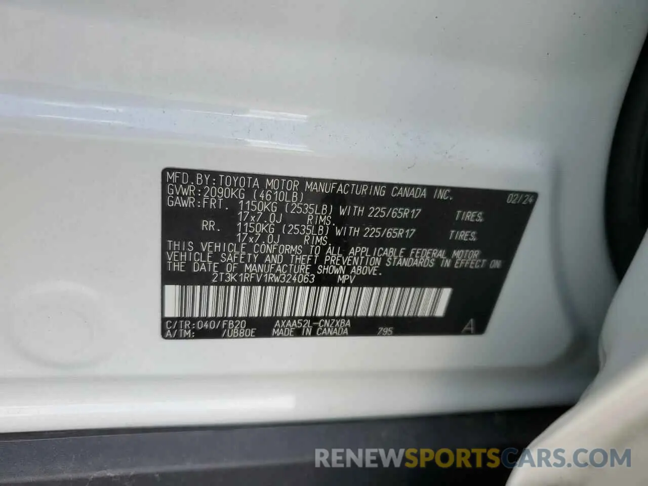 13 Photograph of a damaged car 2T3K1RFV1RW324063 TOYOTA RAV4 2024