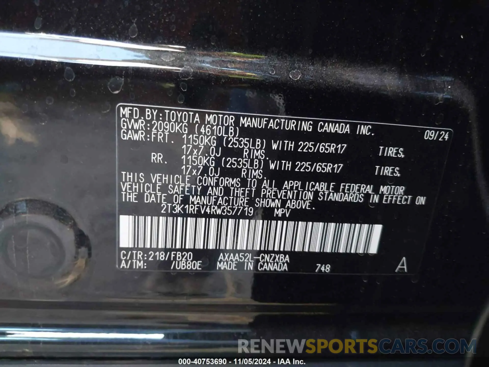 9 Photograph of a damaged car 2T3K1RFV4RW357719 TOYOTA RAV4 2024