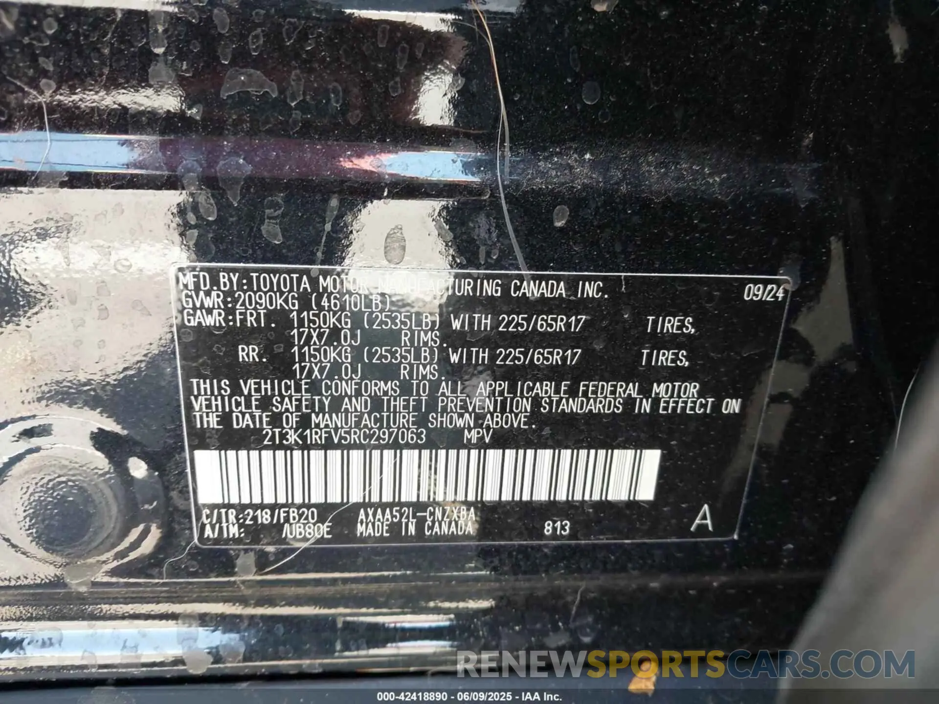 9 Photograph of a damaged car 2T3K1RFV5RC297063 TOYOTA RAV4 2024