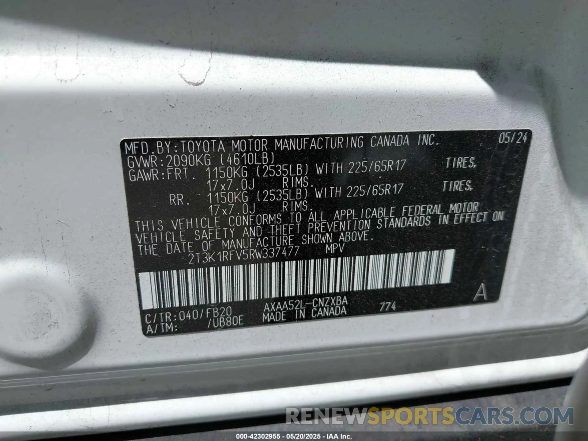 9 Photograph of a damaged car 2T3K1RFV5RW337477 TOYOTA RAV4 2024
