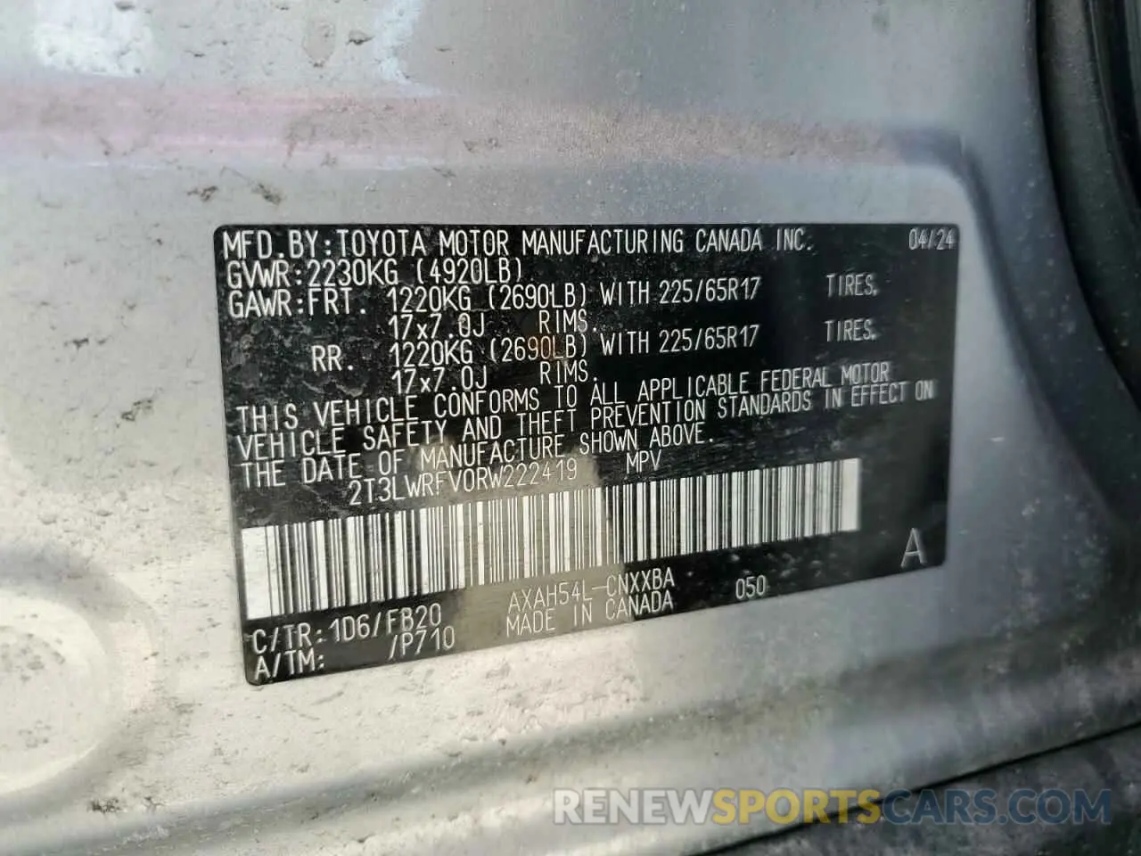 13 Photograph of a damaged car 2T3LWRFV0RW222419 TOYOTA RAV4 2024