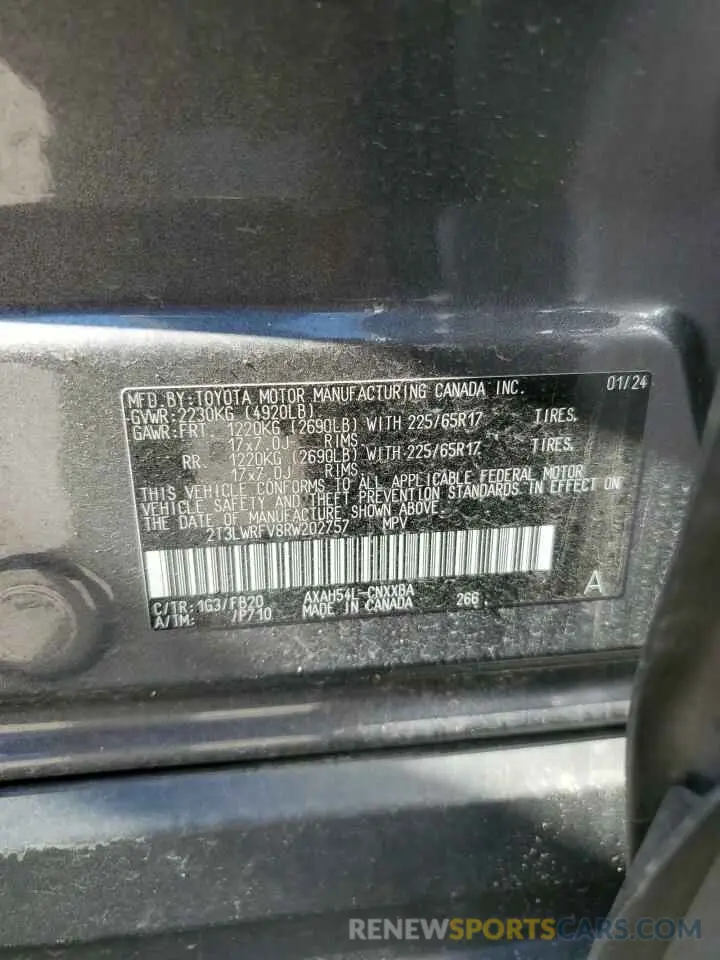 13 Photograph of a damaged car 2T3LWRFV8RW202757 TOYOTA RAV4 2024