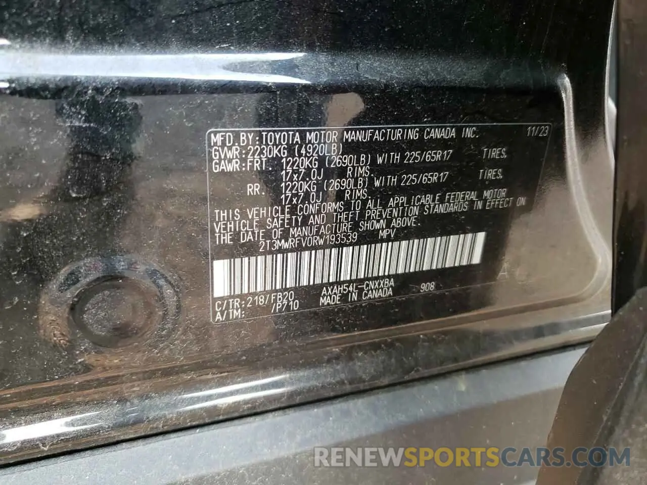 13 Photograph of a damaged car 2T3MWRFV0RW193539 TOYOTA RAV4 2024
