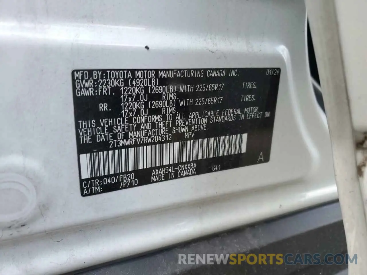 13 Photograph of a damaged car 2T3MWRFV7RW204312 TOYOTA RAV4 2024