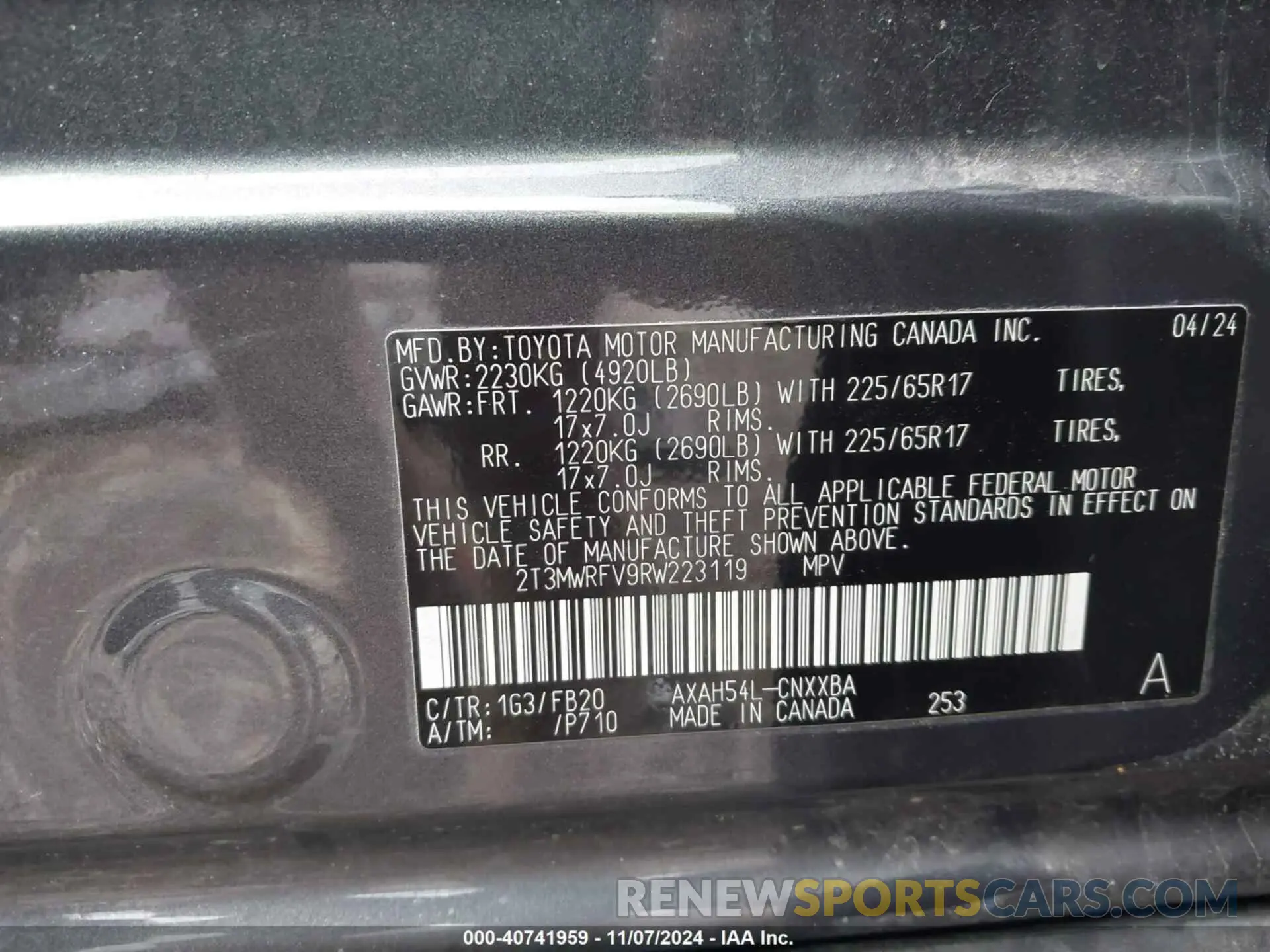 9 Photograph of a damaged car 2T3MWRFV9RW223119 TOYOTA RAV4 2024