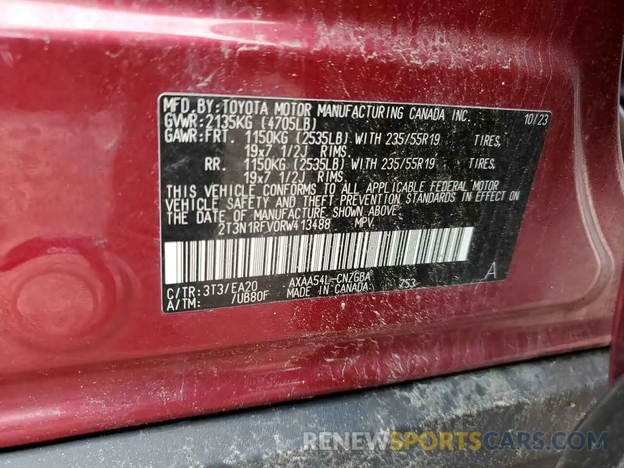 13 Photograph of a damaged car 2T3N1RFV0RW413488 TOYOTA RAV4 2024