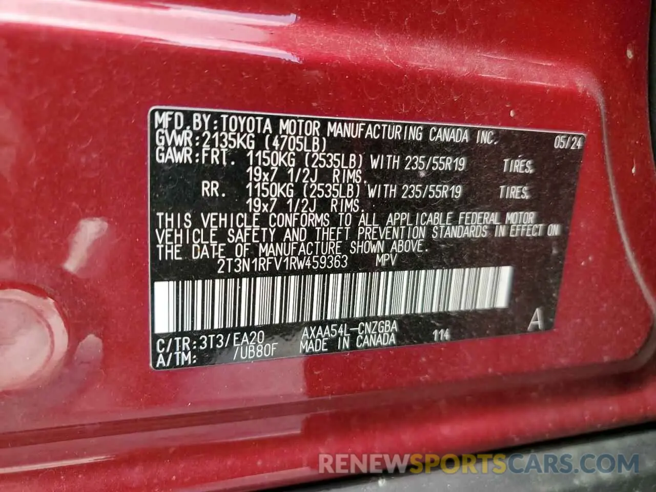 15 Photograph of a damaged car 2T3N1RFV1RW459363 TOYOTA RAV4 2024