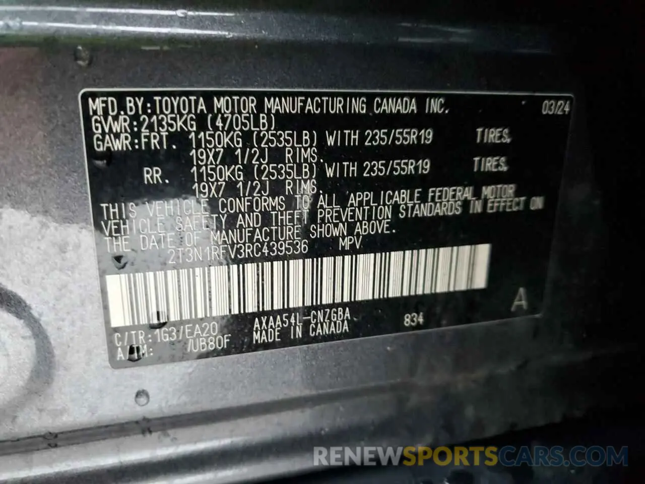 15 Photograph of a damaged car 2T3N1RFV3RC439536 TOYOTA RAV4 2024