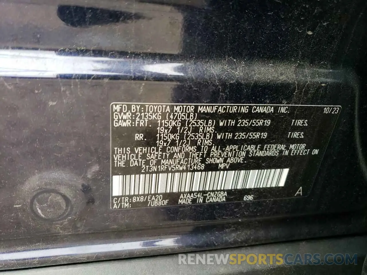 13 Photograph of a damaged car 2T3N1RFV5RW413468 TOYOTA RAV4 2024