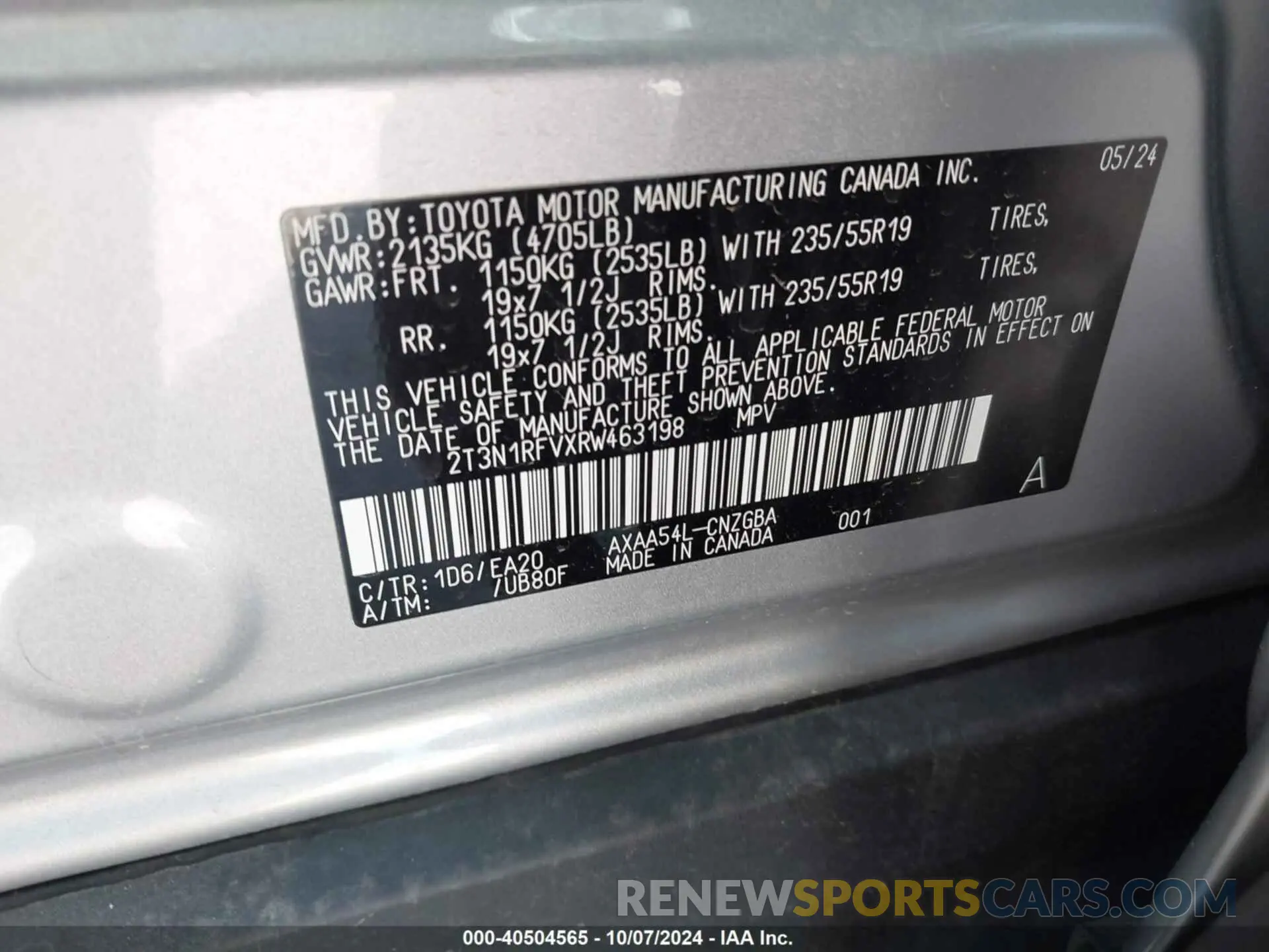 9 Photograph of a damaged car 2T3N1RFVXRW463198 TOYOTA RAV4 2024