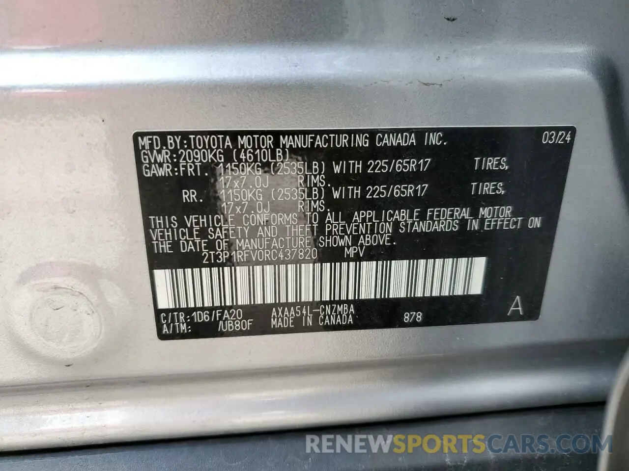 13 Photograph of a damaged car 2T3P1RFV0RC437820 TOYOTA RAV4 2024