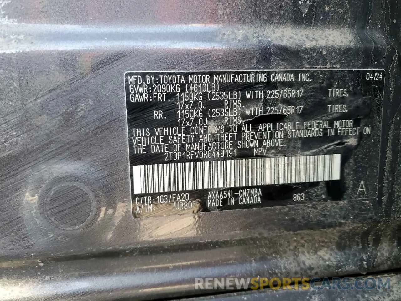 16 Photograph of a damaged car 2T3P1RFV0RC449191 TOYOTA RAV4 2024
