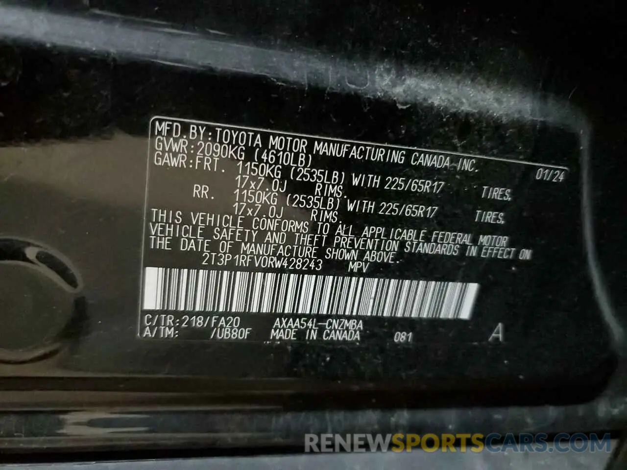 13 Photograph of a damaged car 2T3P1RFV0RW428243 TOYOTA RAV4 2024