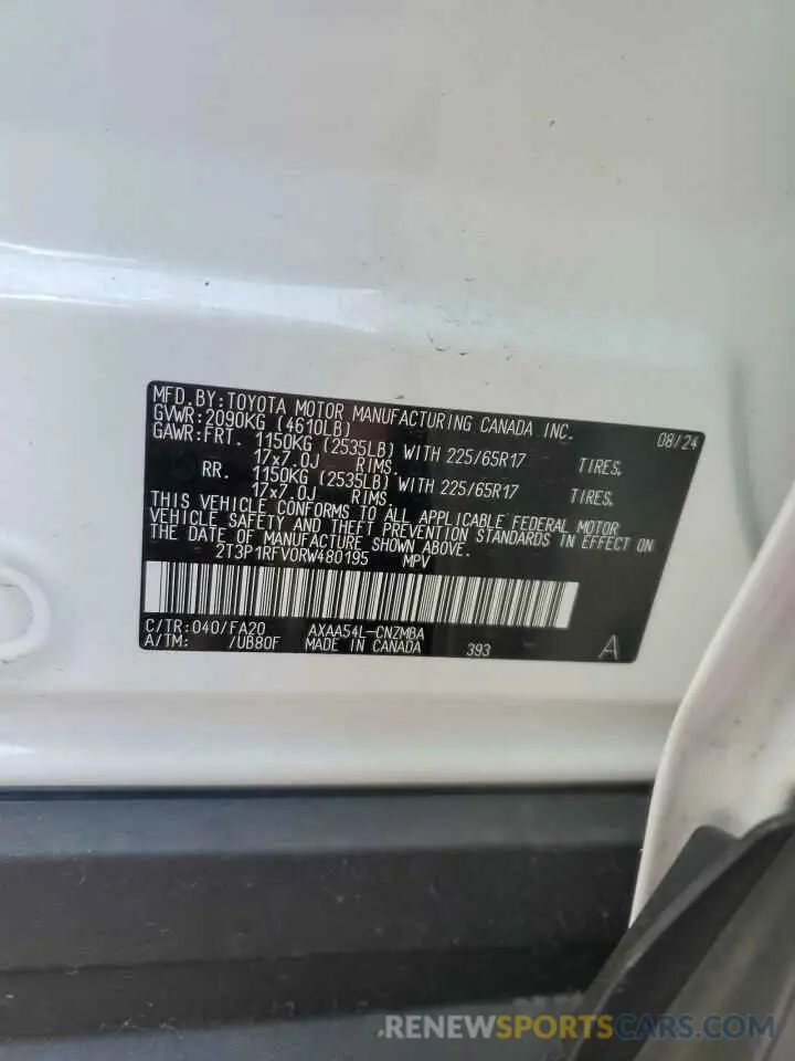 15 Photograph of a damaged car 2T3P1RFV0RW480195 TOYOTA RAV4 2024