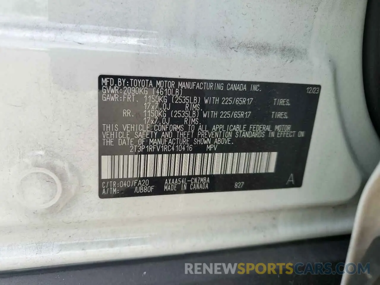 14 Photograph of a damaged car 2T3P1RFV1RC410416 TOYOTA RAV4 2024