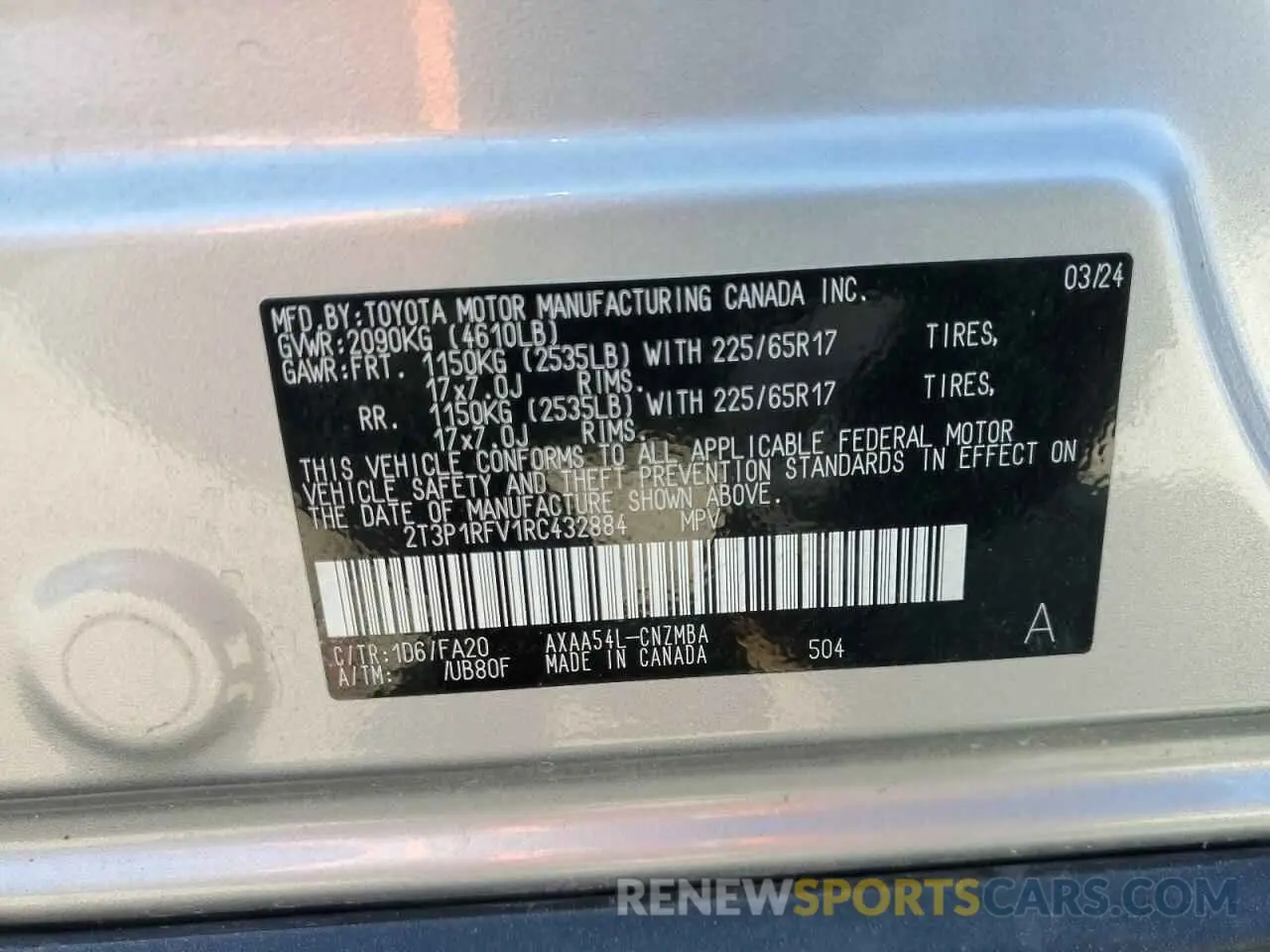13 Photograph of a damaged car 2T3P1RFV1RC432884 TOYOTA RAV4 2024
